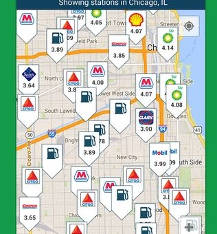 Gasbuddy shows all stations near me and their prices.