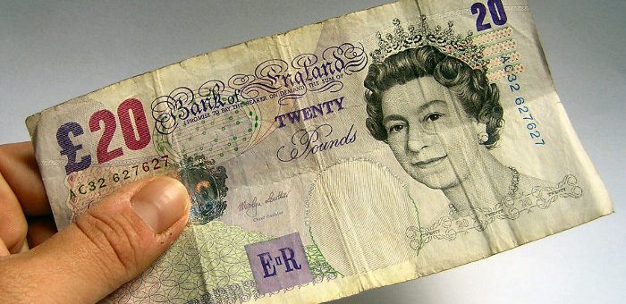 A banknote of 20 GBP